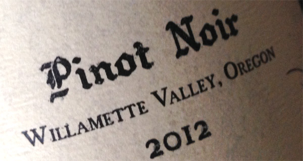 2012 Willamette Valley Oregon Pinot Noir